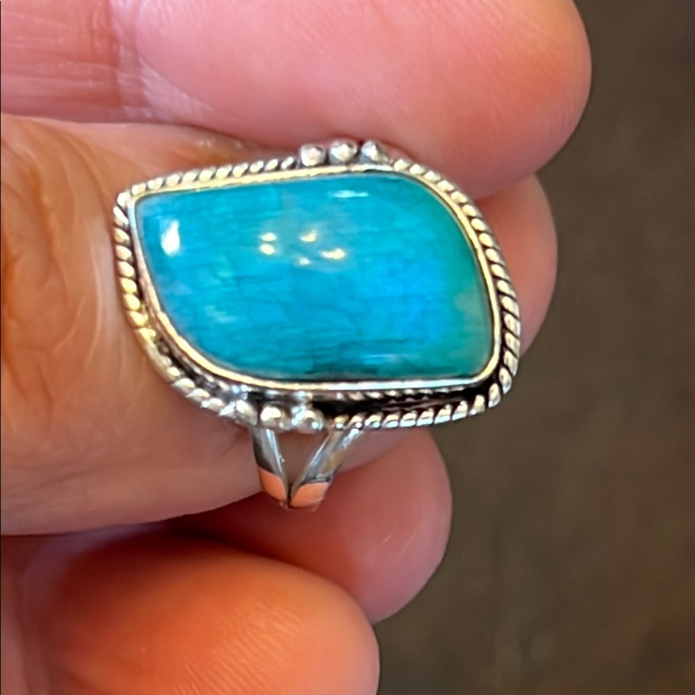 Turquoise Moonstone Sterling Silver Ring 9
